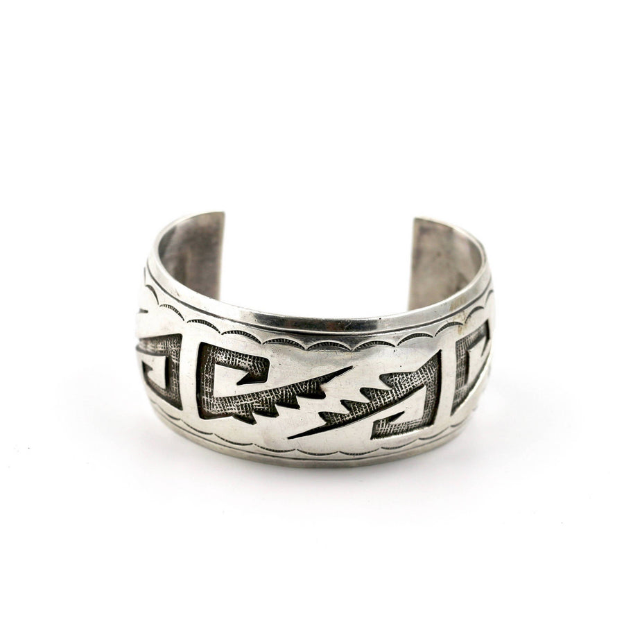 Stamped 1980's Jagged Wave Hopi Cuff - Kingdom Jewelry