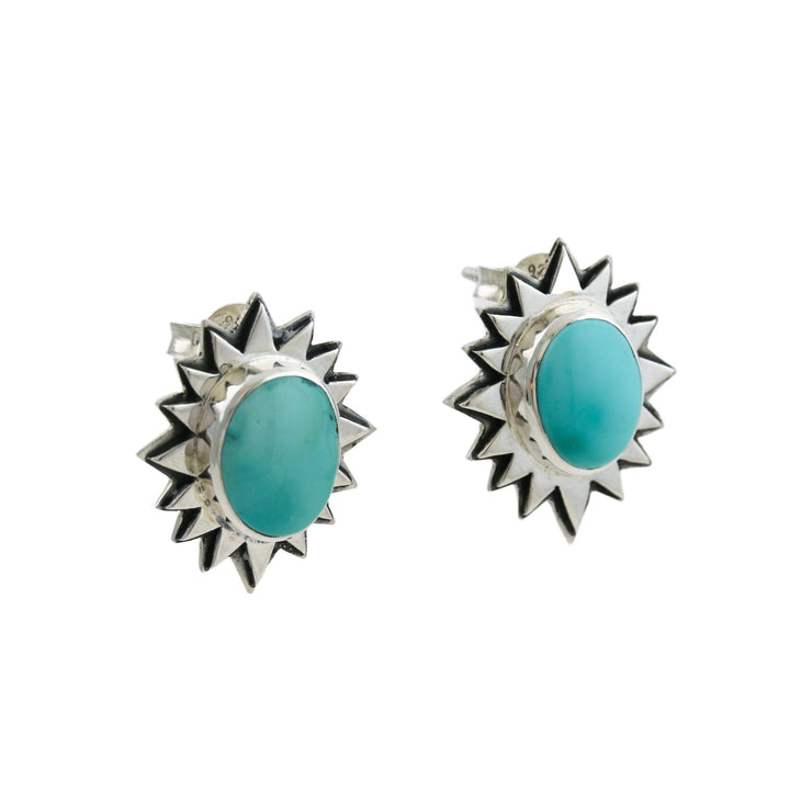 Star Burst Golden Hills Turquoise Studs - Kingdom Jewelry