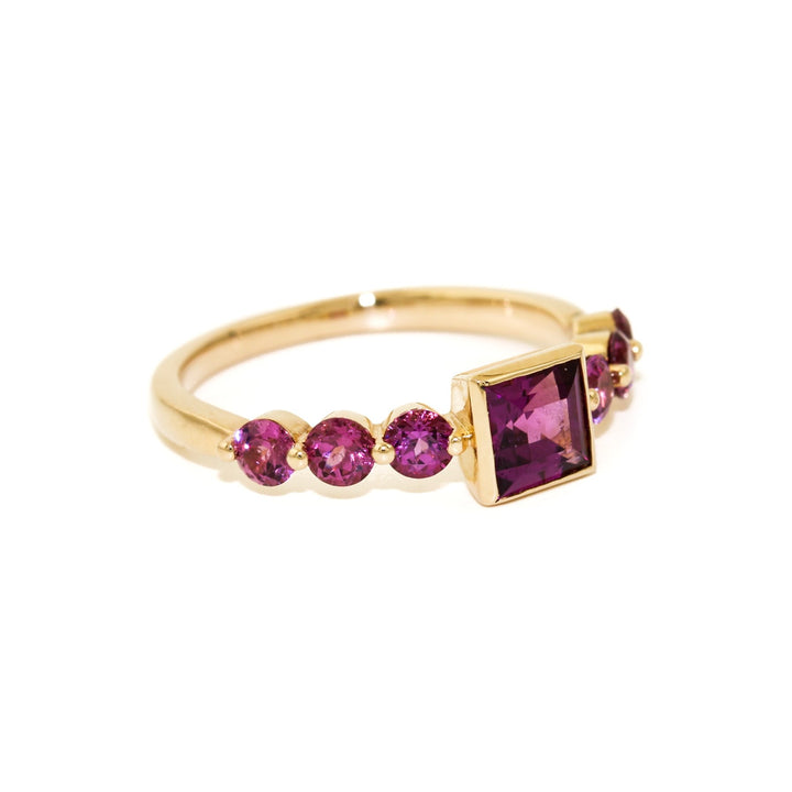 Step Cut Purple Garnet Engagement Ring - Kingdom Jewelry