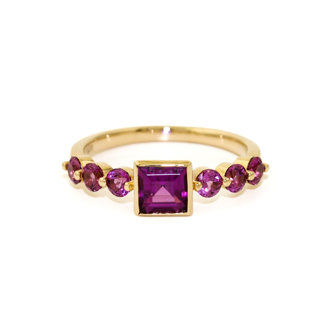 Step Cut Purple Garnet Engagement Ring - Kingdom Jewelry