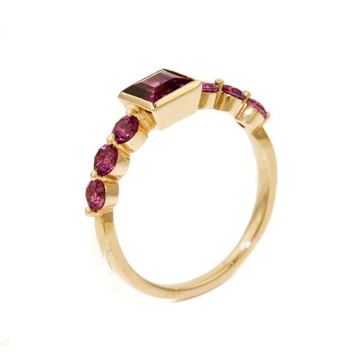 Step Cut Purple Garnet Engagement Ring - Kingdom Jewelry