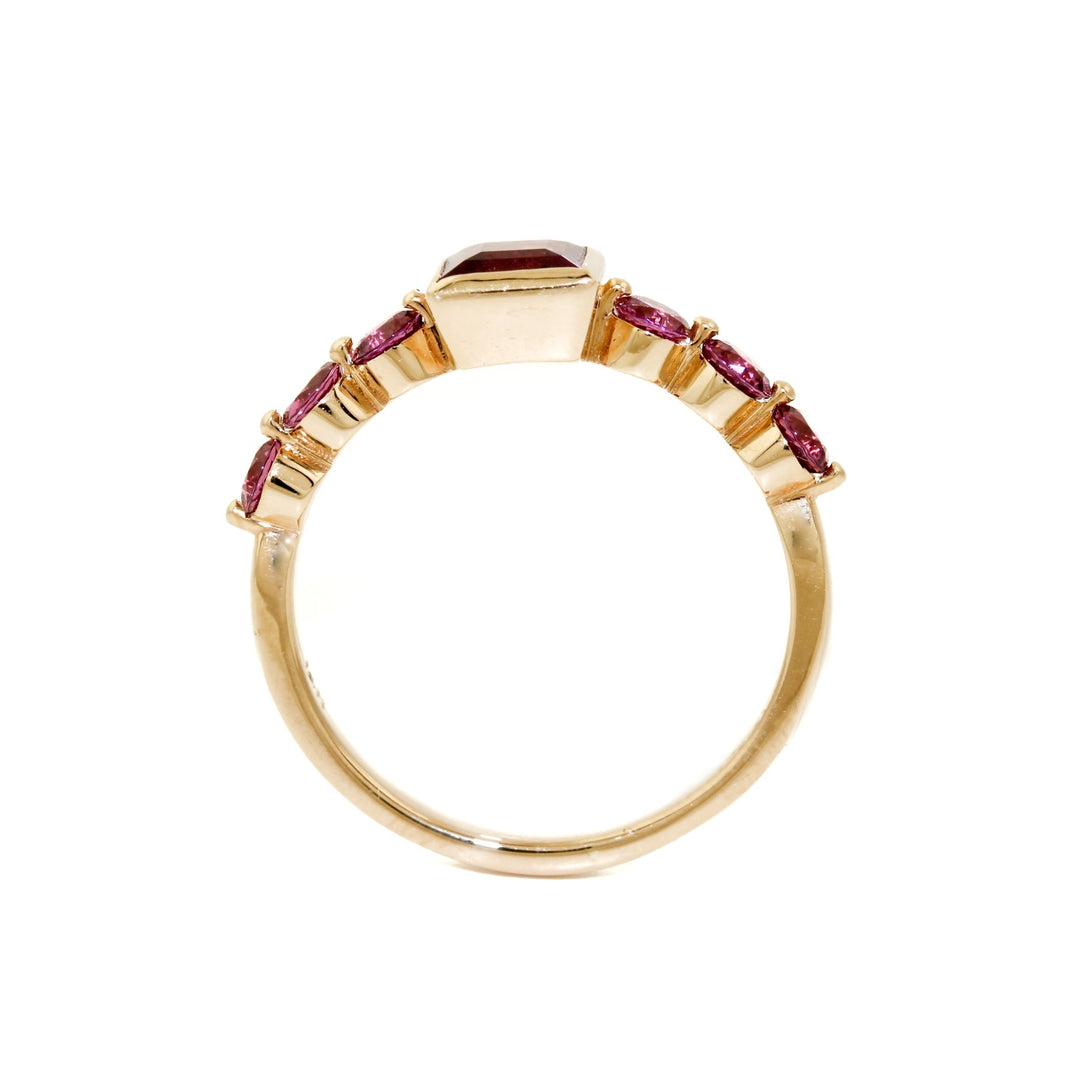 Step Cut Purple Garnet Engagement Ring - Kingdom Jewelry