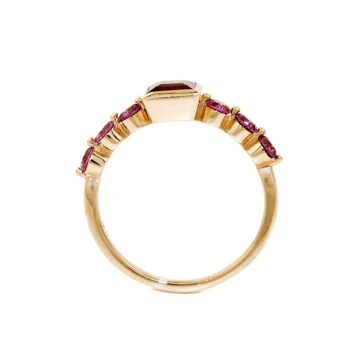 Step Cut Purple Garnet Engagement Ring - Kingdom Jewelry