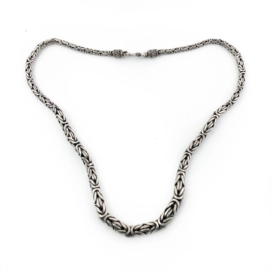 Sterling Silver Graduated Bali Necklace - Kingdom Jewelry