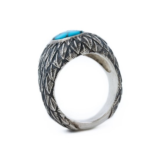 Load image into Gallery viewer, Sterling Silver Griffin Ring with Egyptian Turquoise - Kingdom Jewelry

