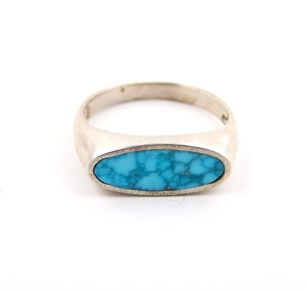 Sterling Silver Oval-Cut Signet x Birdseye Kingman Turquoise by Kingdom - Kingdom Jewelry