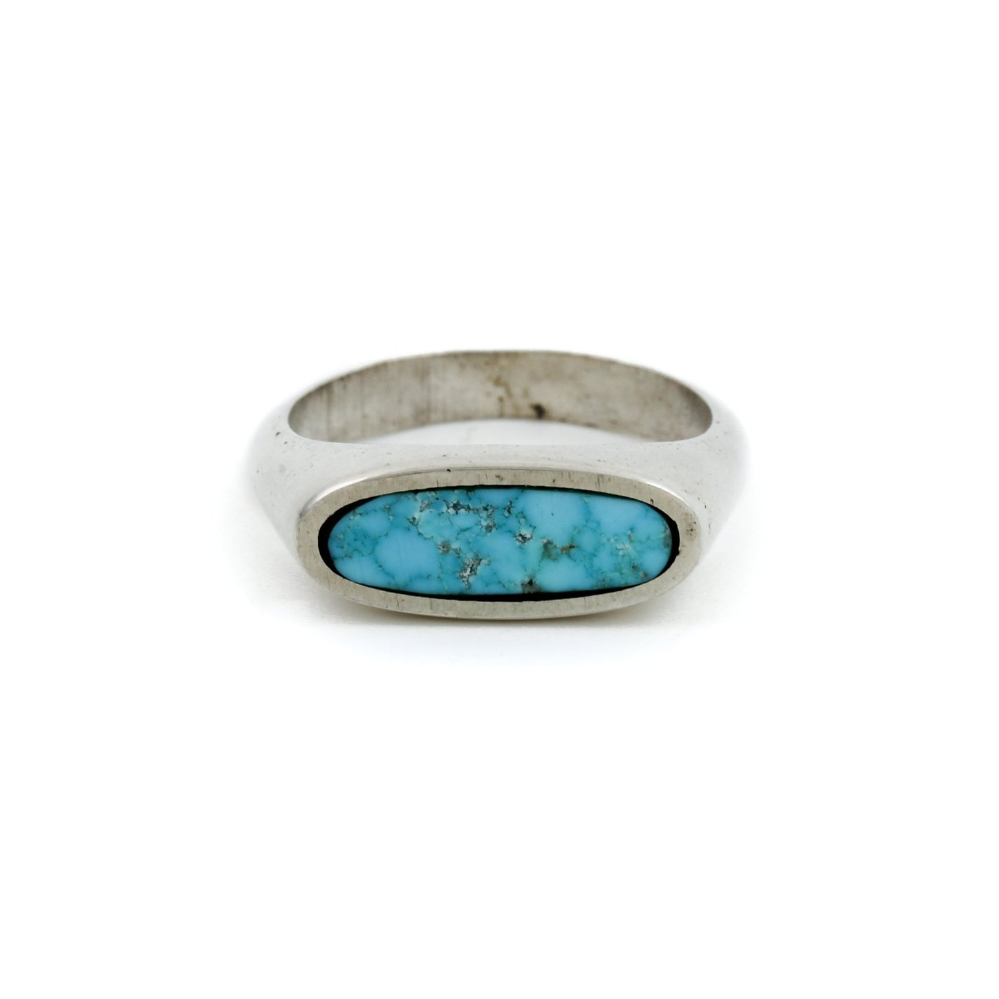 Sterling Silver Oval--Cut Signet x Birdseye Kingman Turquoise by Kingdom - Kingdom Jewelry