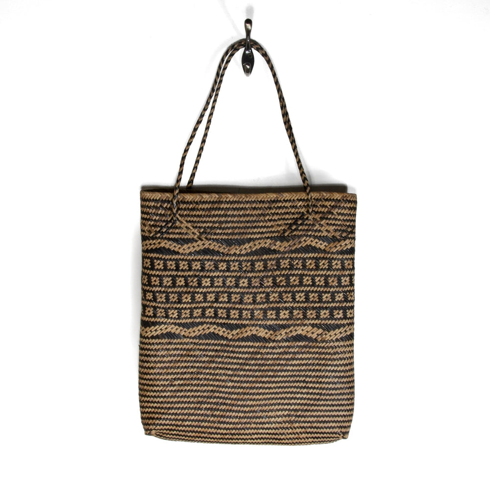 Striped Pattern Rattan Tote - Kingdom Jewelry