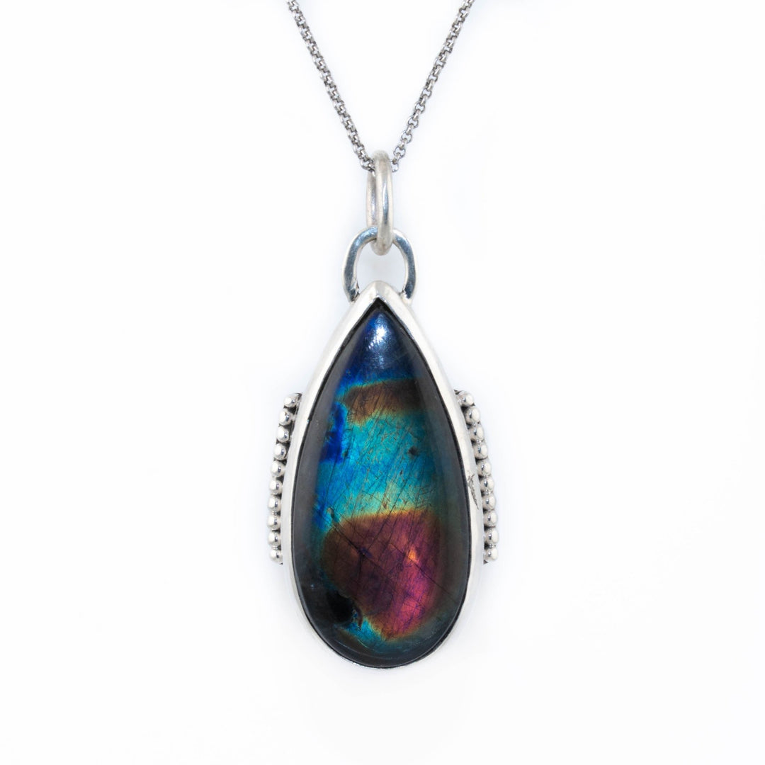 Stunning Labradorite Teardrop Pendant - Kingdom Jewelry