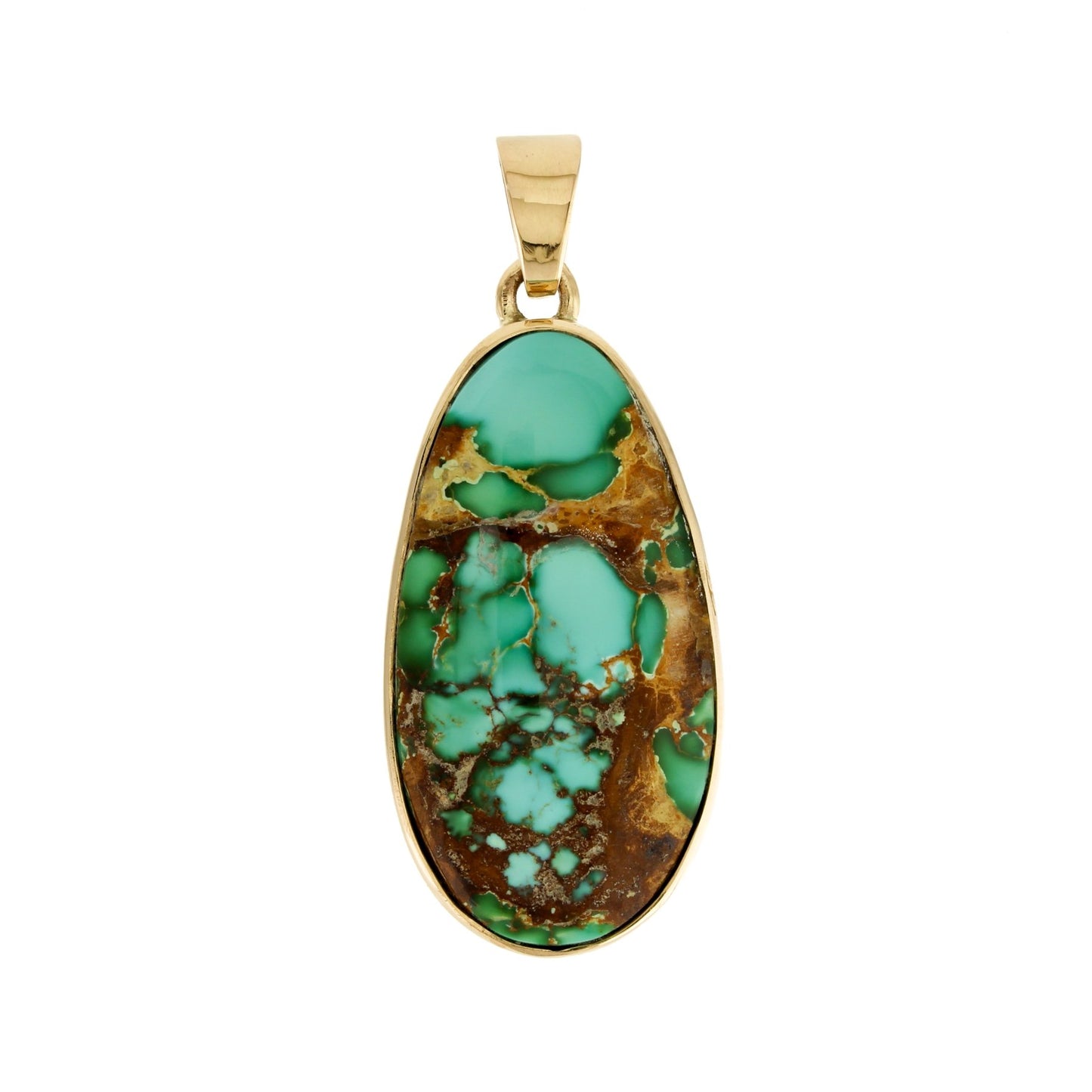 Stunning Royston Turquoise and Gold Pendant - Kingdom Jewelry