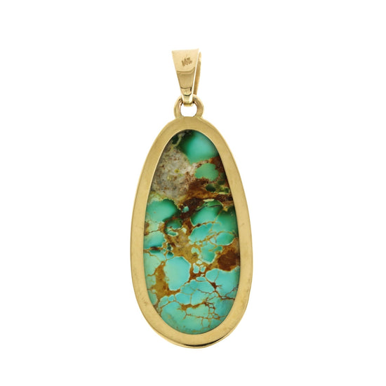 Stunning Royston Turquoise and Gold Pendant - Kingdom Jewelry