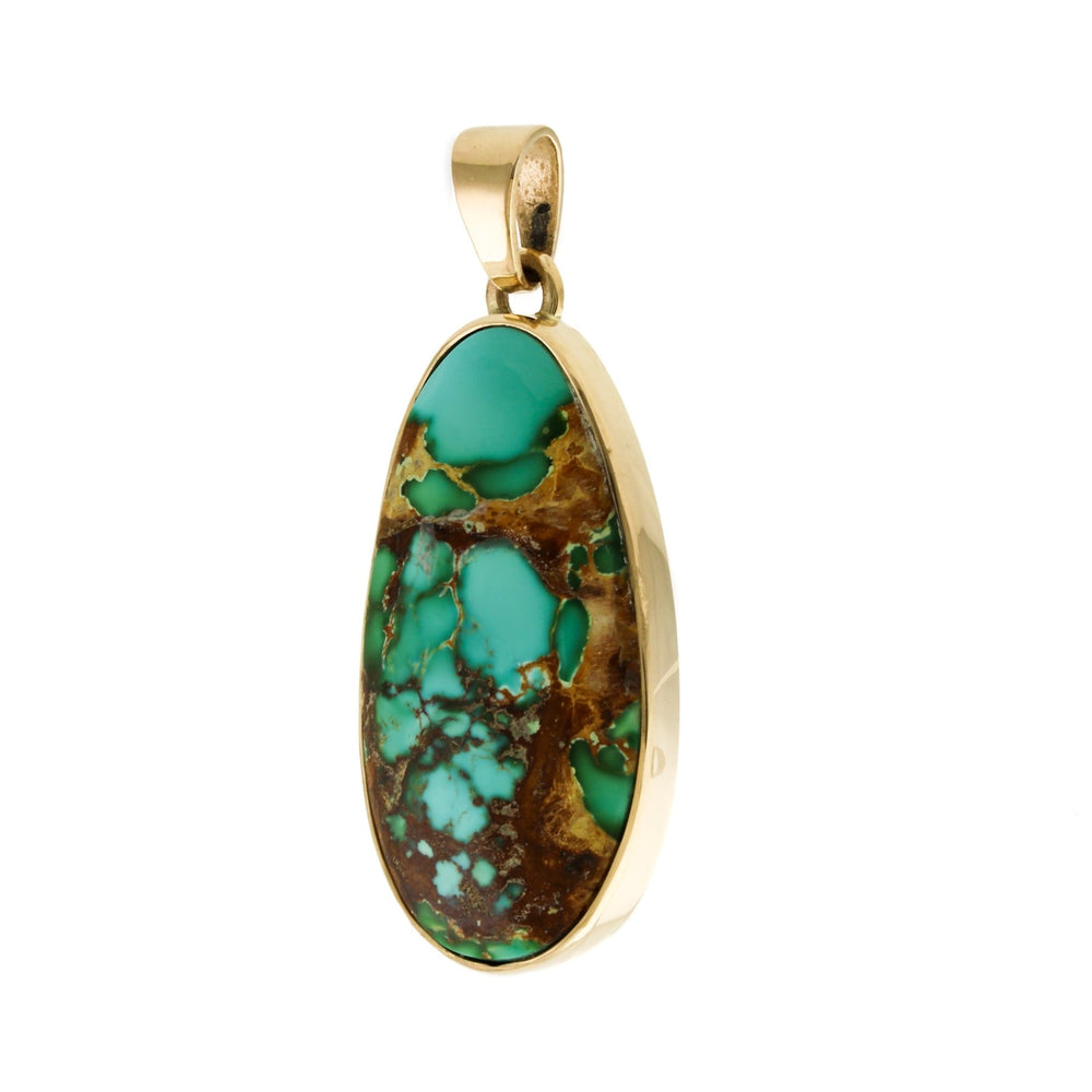 Stunning Royston Turquoise and Gold Pendant - Kingdom Jewelry