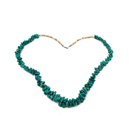 Stunning Turquoise Nugget x Olive Shell Heishi Necklace - Kingdom Jewelry