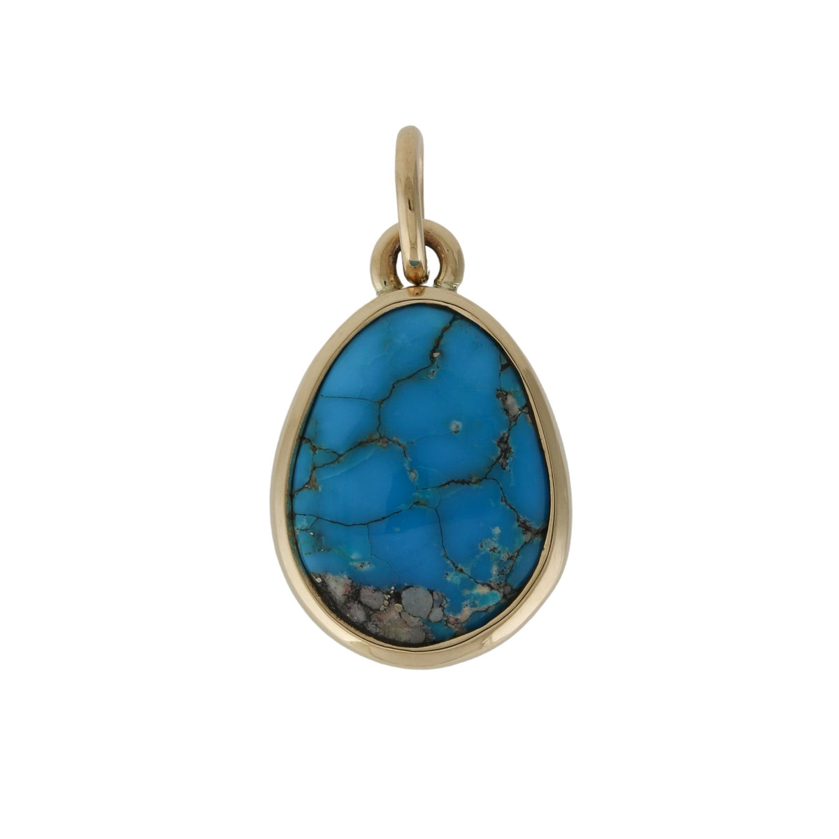 Subaquatic 14 KT Gold x Morenci Turquoise Pear Pendant - Kingdom Jewelry