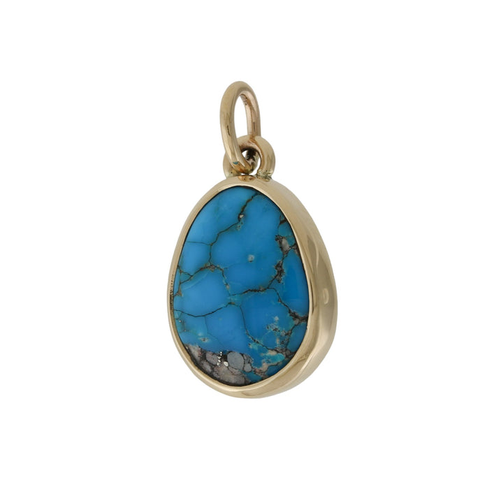Subaquatic 14 KT Gold x Morenci Turquoise Pear Pendant - Kingdom Jewelry