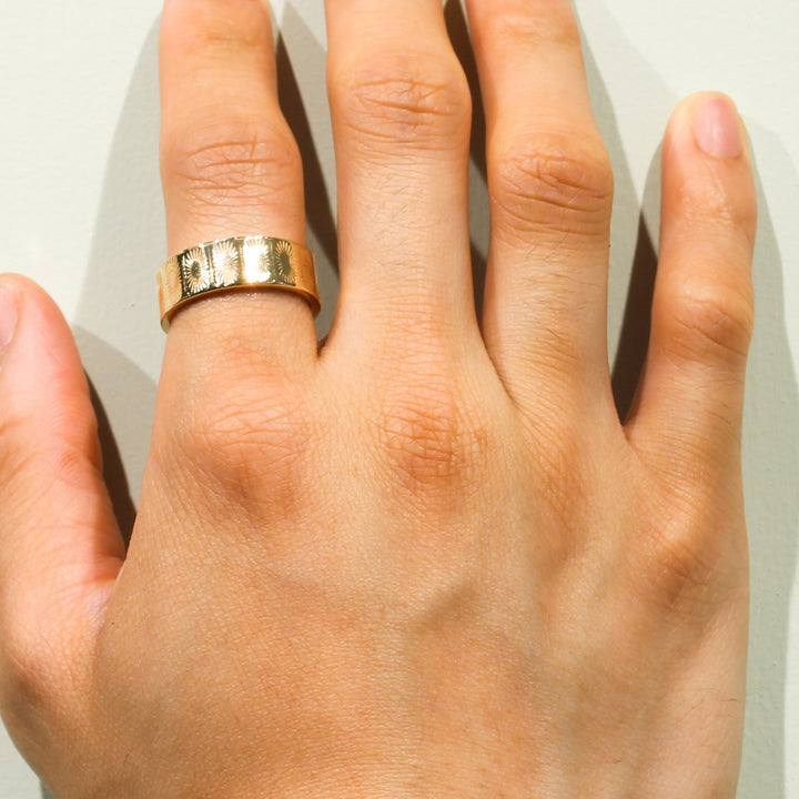 Sunburst X Rose Wedding Band - Kingdom Jewelry