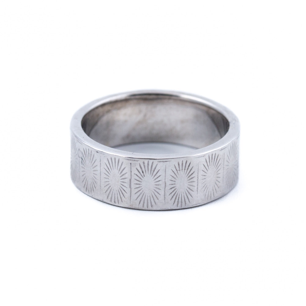 
                      
                        Sunburst X White Wedding Band - Kingdom Jewelry
                      
                    