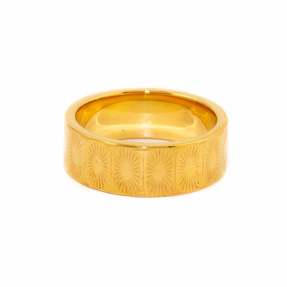 Sunburst X Yellow Wedding Band - Kingdom Jewelry