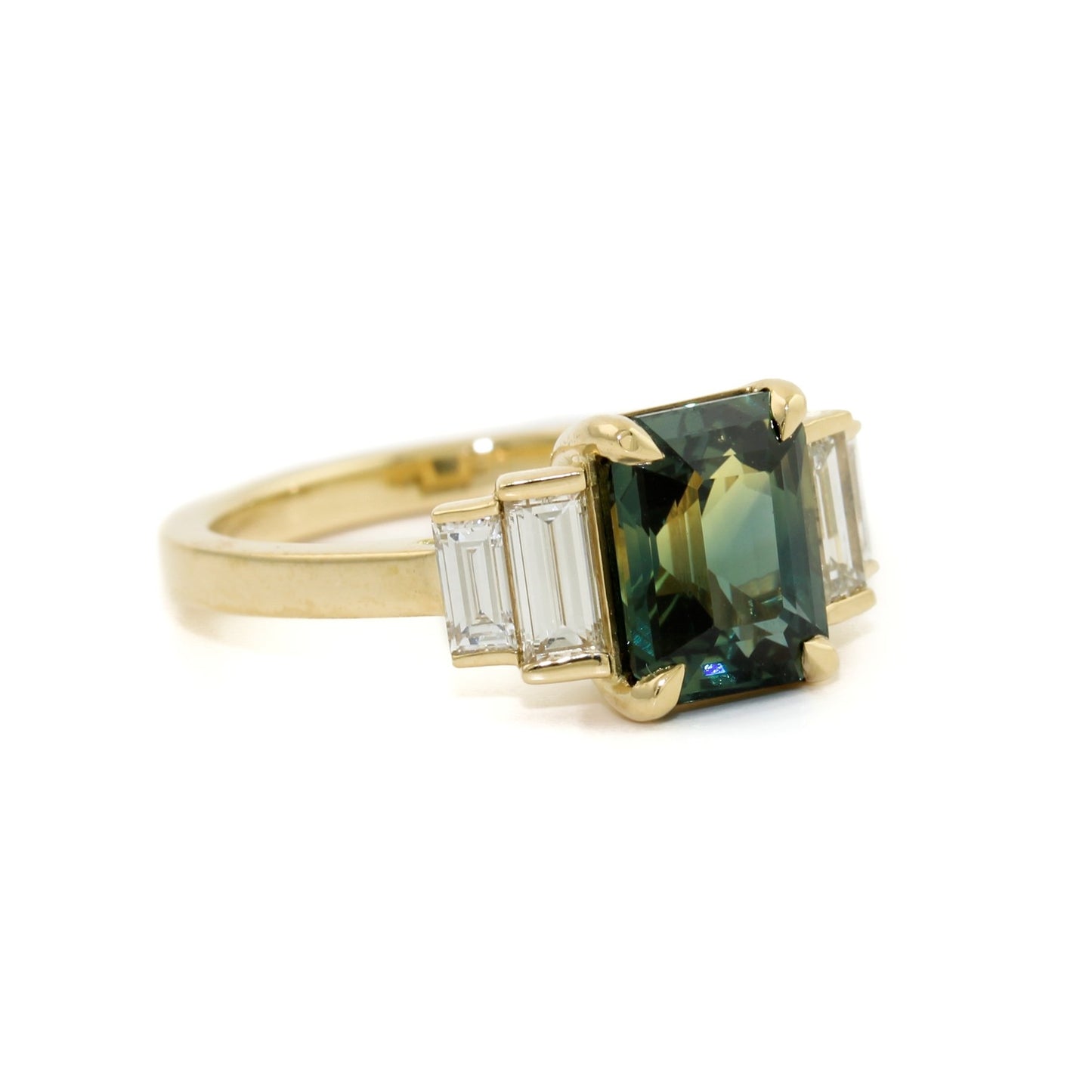 Tanna Emerald-Cut Sapphire x Diamond Engagement Ring - Kingdom Jewelry