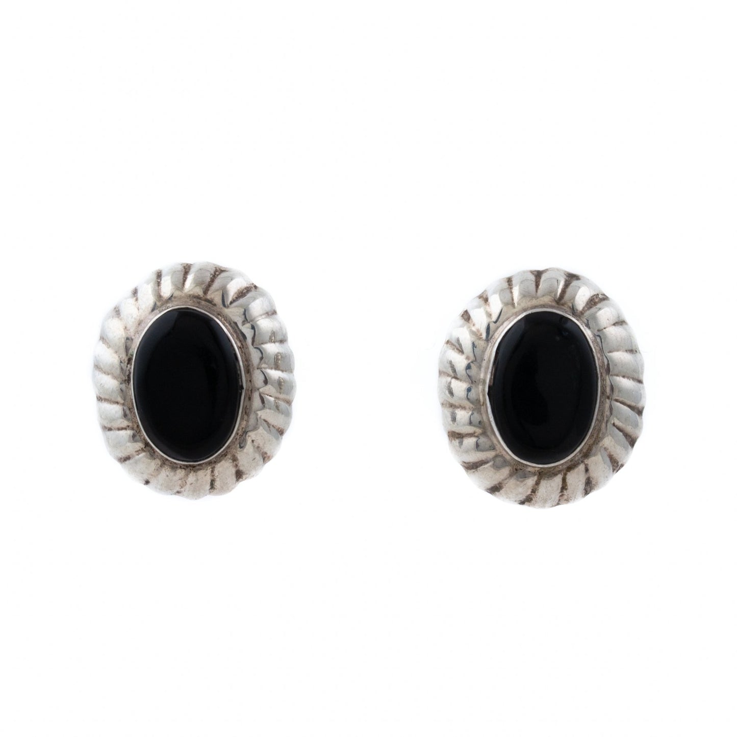 Taxco Onyx Sterling Silver Earrings - Kingdom Jewelry