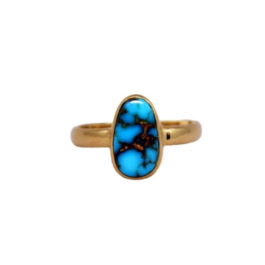 Teardrop Egyptian Turquoise Gold Ring - Kingdom Jewelry