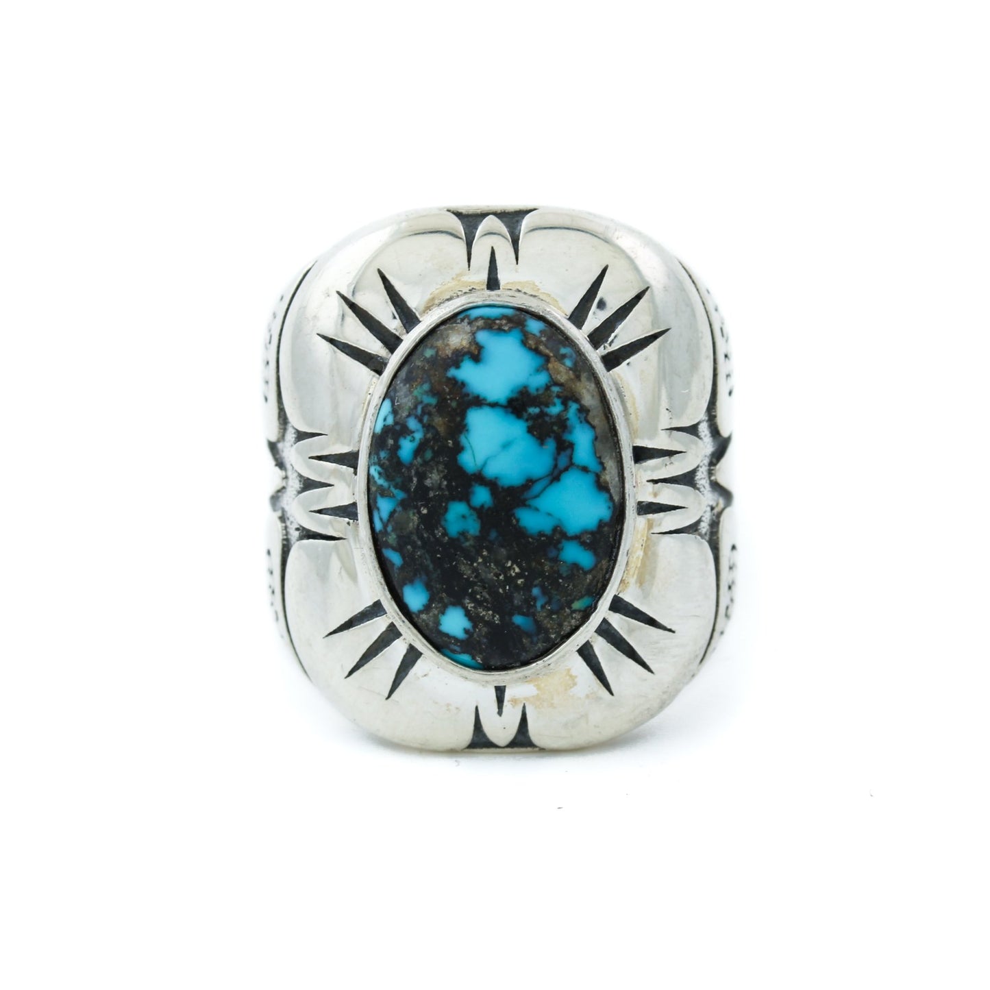 Textured Burst Ring with Morenci Turquoise - Kingdom Jewelry