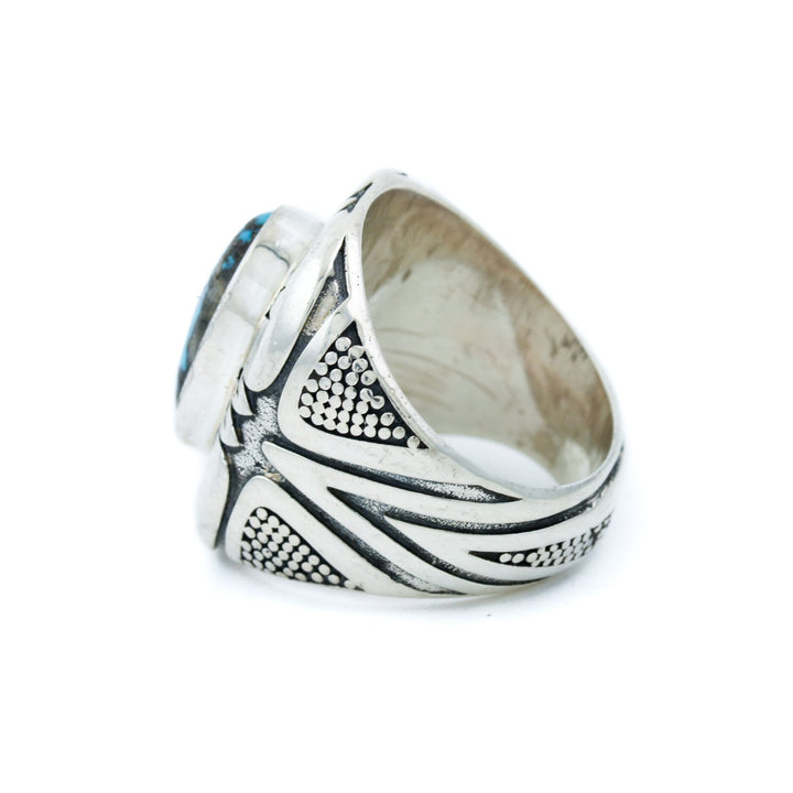 Textured Burst Ring with Morenci Turquoise - Kingdom Jewelry