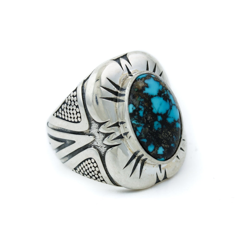 
                      
                        Textured Burst Ring with Morenci Turquoise - Kingdom Jewelry
                      
                    