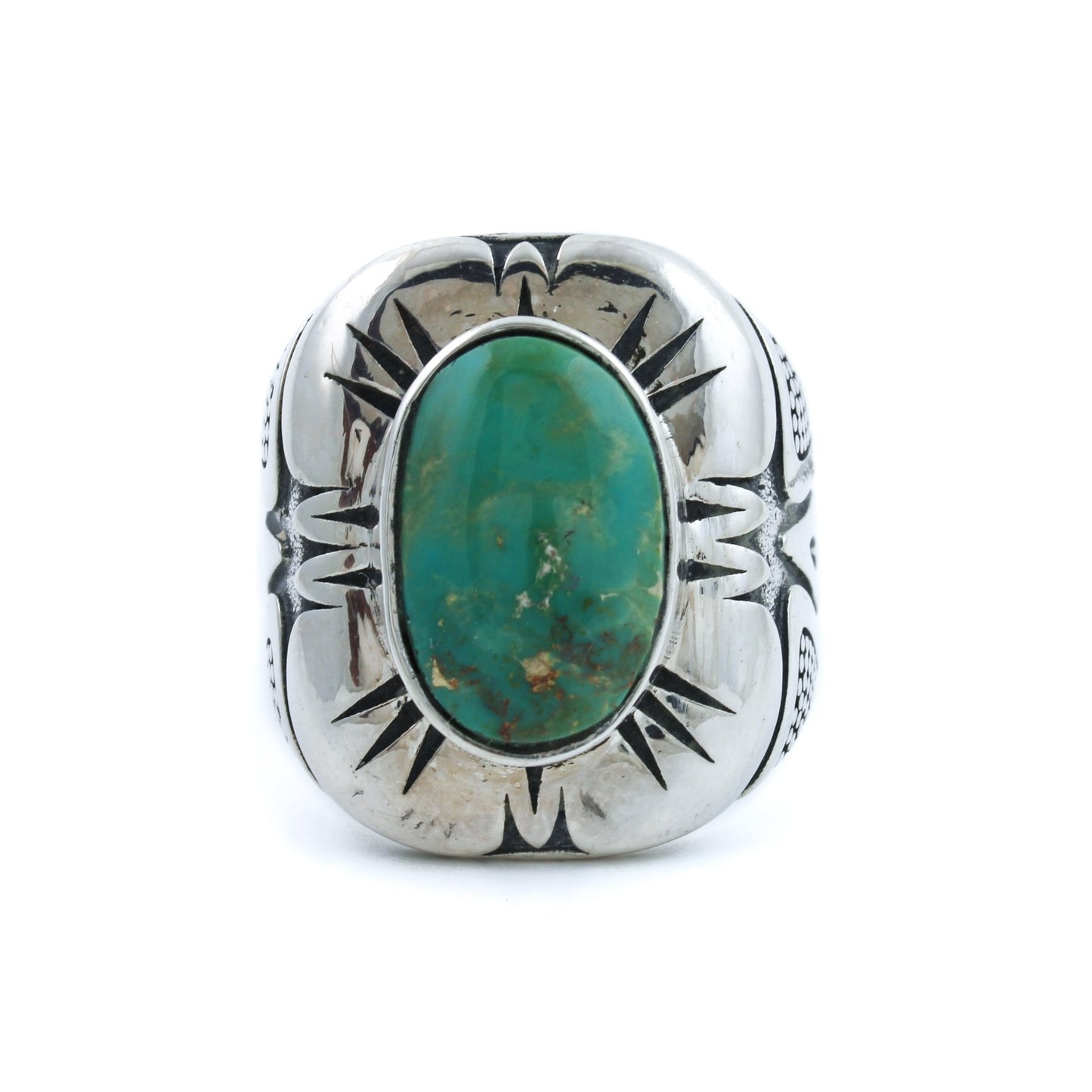 Textured Burst Ring with Royston Turquoise - Kingdom Jewelry