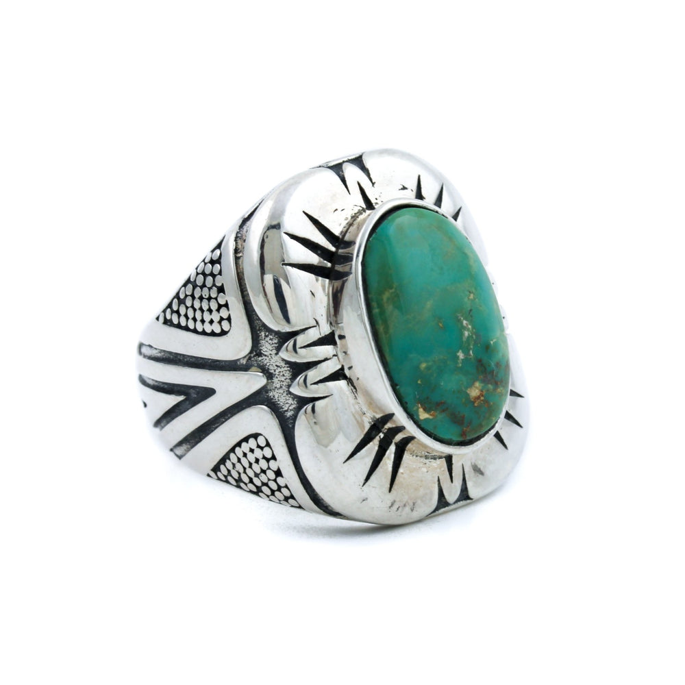 Textured Burst Ring with Royston Turquoise - Kingdom Jewelry