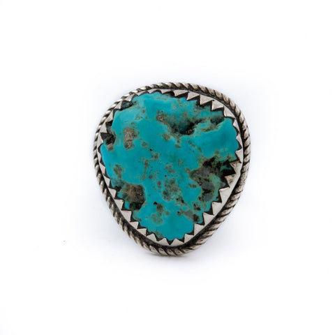 Textured Rugged Vintage 1970s Navajo Turquoise Ring - Kingdom Jewelry