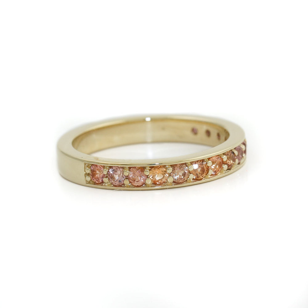 The Sweet Peach x 14k Padparadscha Sapphire Semi Infinity Band - Kingdom Jewelry