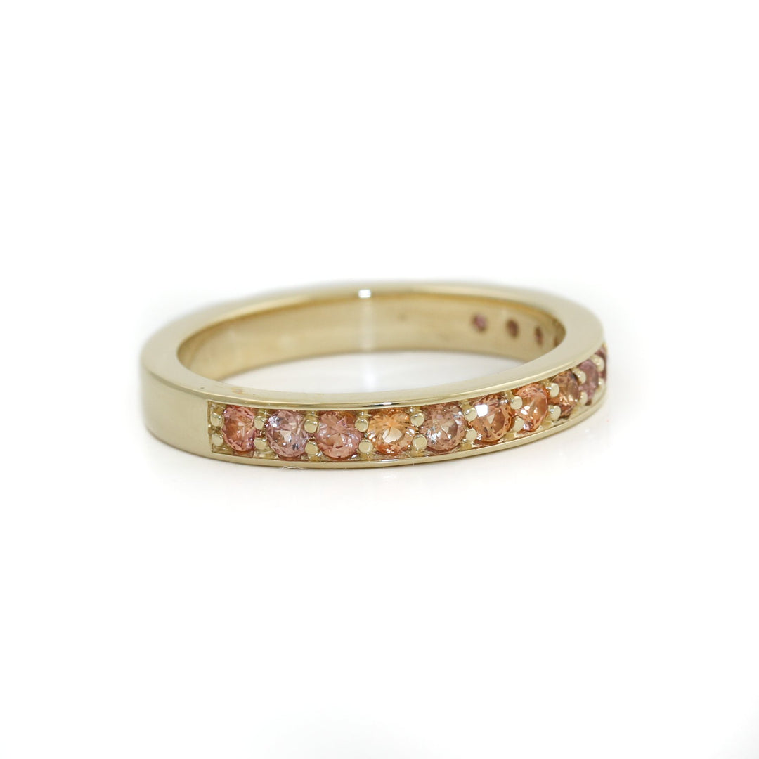 The Sweet Peach x 14k Padparadscha Sapphire Semi Infinity Band - Kingdom Jewelry