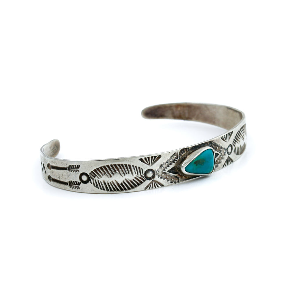 Traditional 1940's Navajo Cuff x Blue Gem Turquoise - Kingdom Jewelry