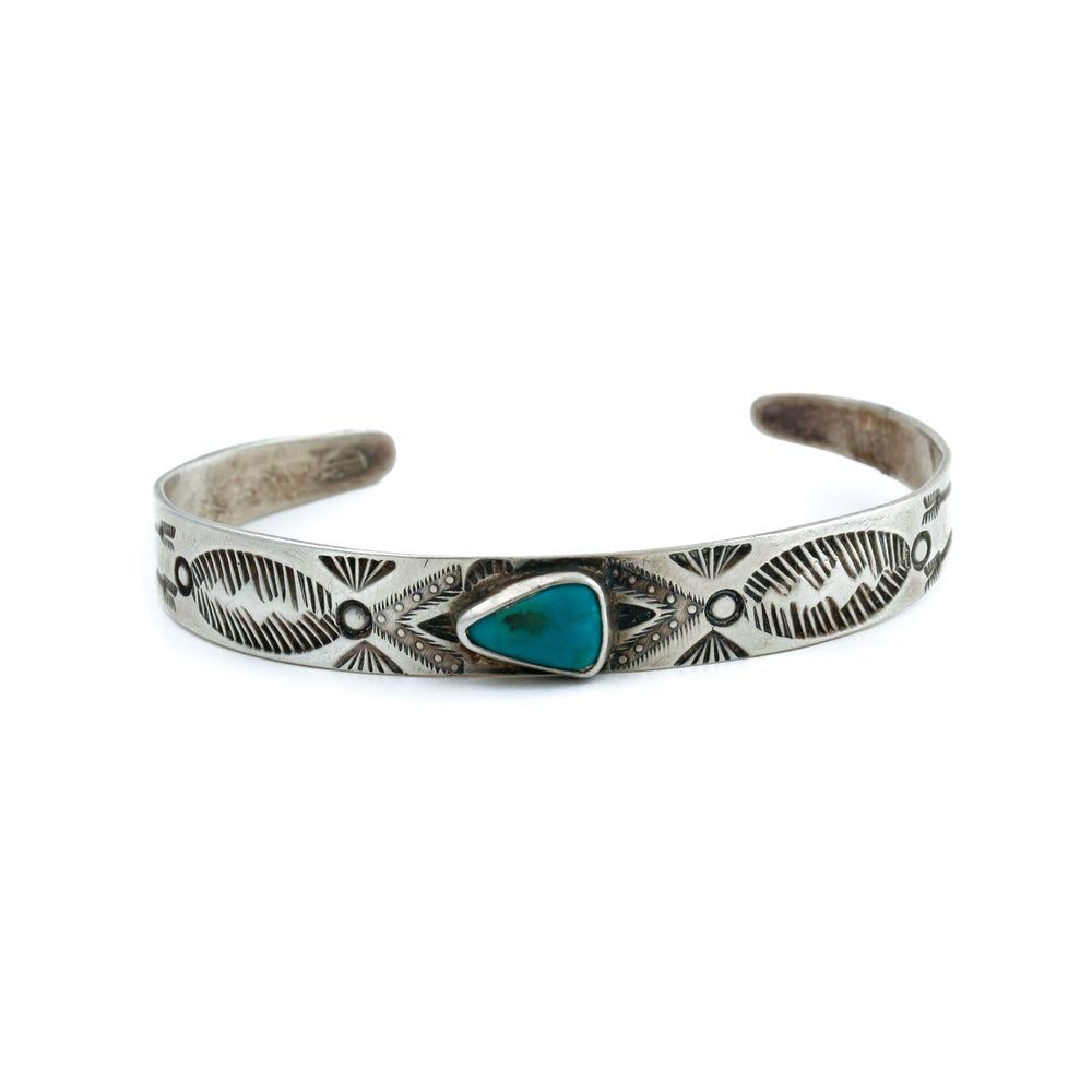 Traditional 1940's Navajo Cuff x Blue Gem Turquoise - Kingdom Jewelry