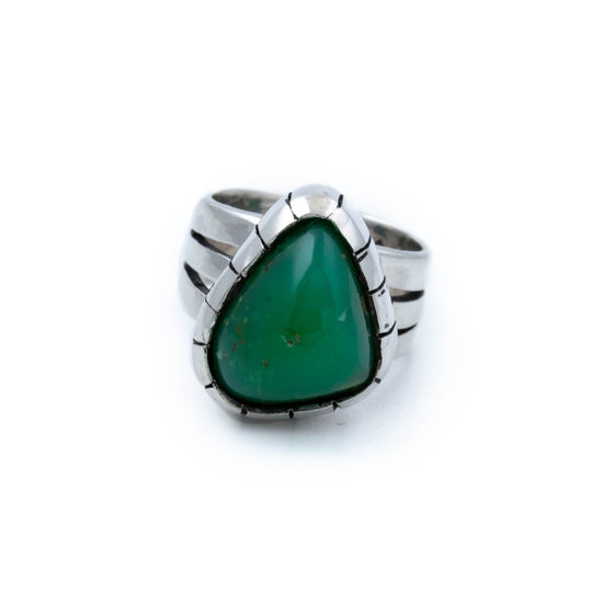 Triangular Green Chrysoprase Ring - Kingdom Jewelry