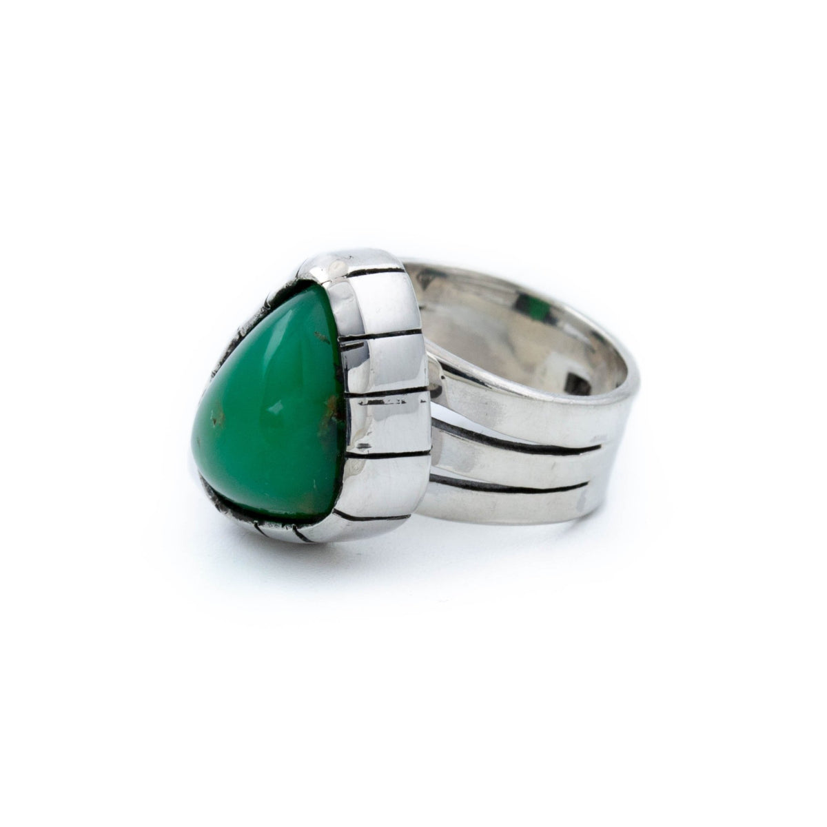Triangular Green Chrysoprase Ring - Kingdom Jewelry