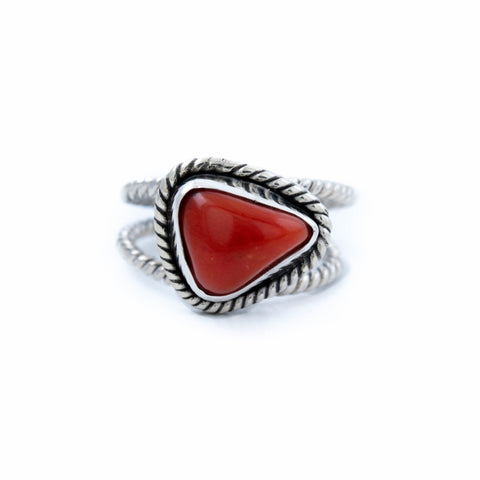 Triangular Red Coral Ring - Kingdom Jewelry