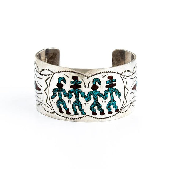 Turquoise & Coral Chip Inlay Cuff - Kingdom Jewelry