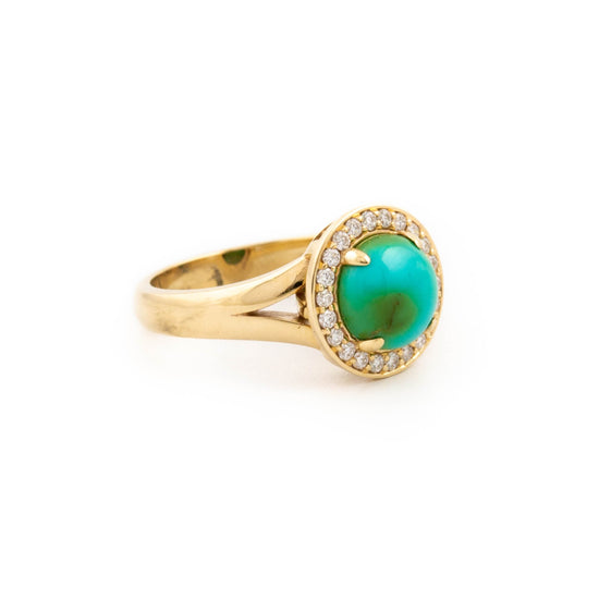Turquoise Diamond Halo Ring - Kingdom Jewelry