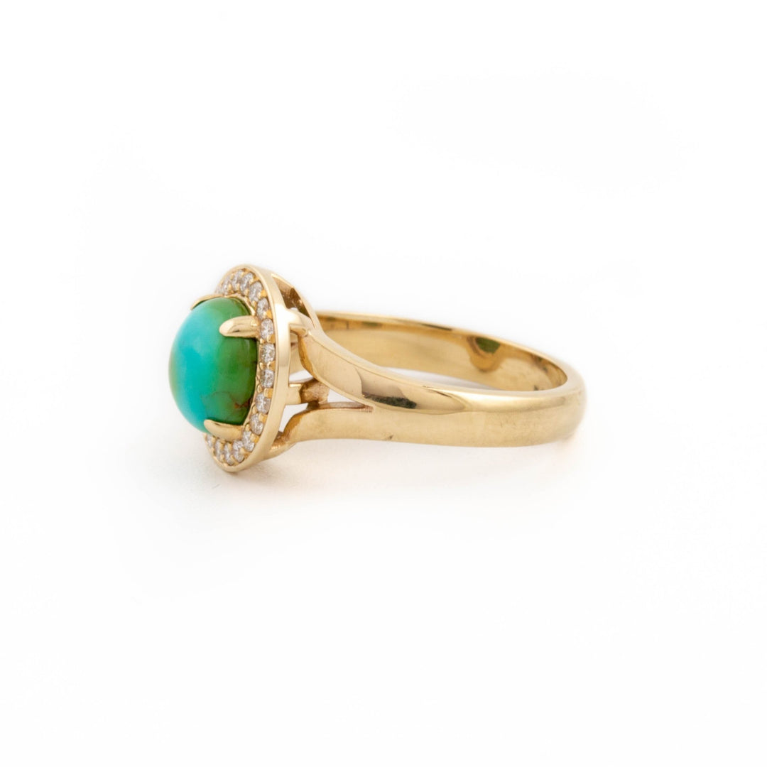 Turquoise Diamond Halo Ring - Kingdom Jewelry