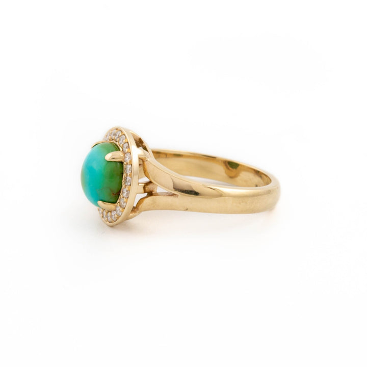 Turquoise Diamond Halo Ring - Kingdom Jewelry