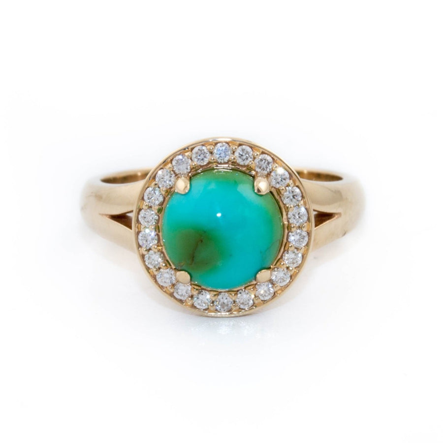 Turquoise Diamond Halo Ring - Kingdom Jewelry