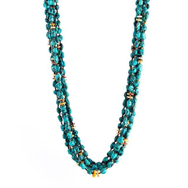 Load image into Gallery viewer, Turquoise Heishi Cluster Necklace - Kingdom Jewelry
