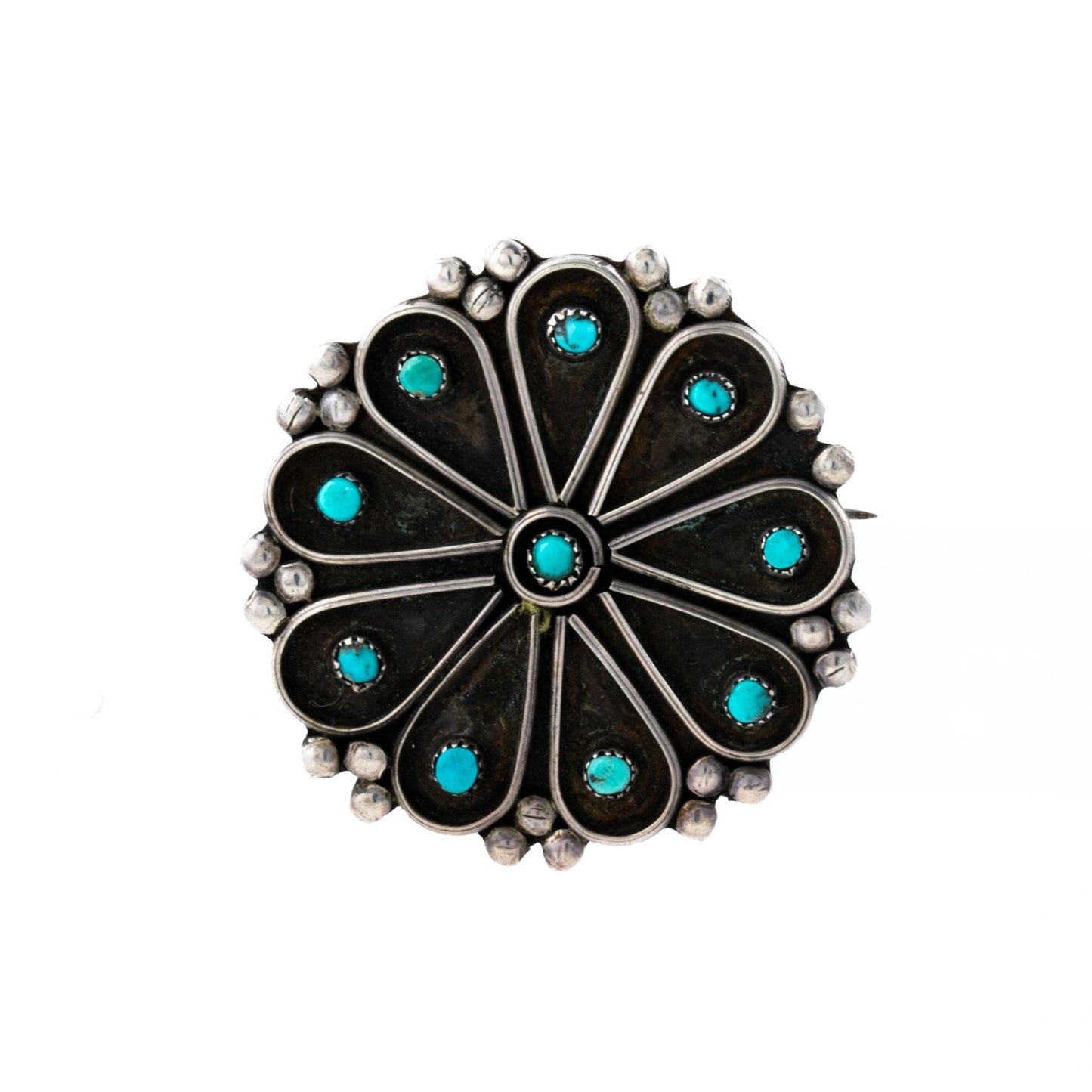 Turquoise Snake Eye Blossom Pin - Kingdom Jewelry