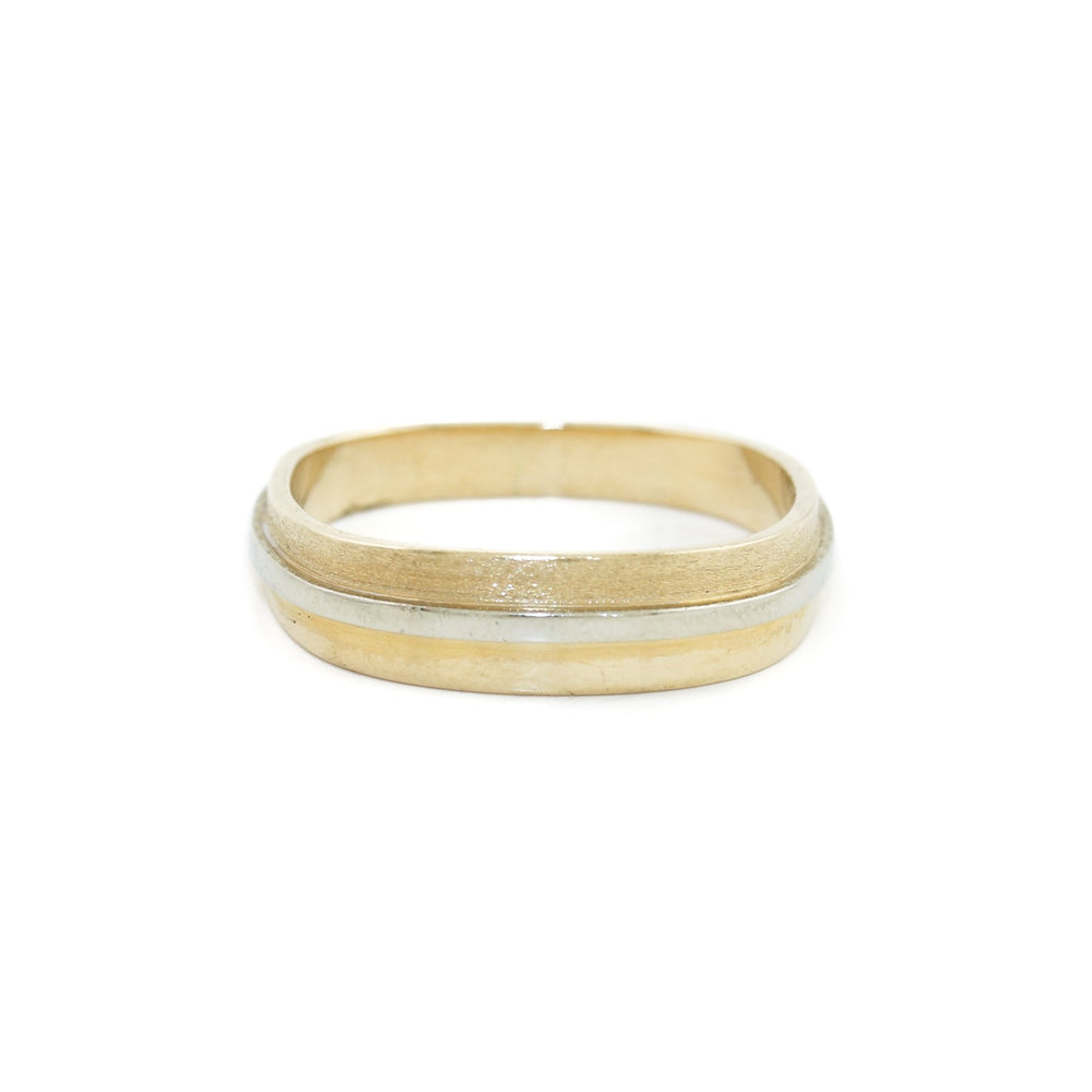 Two Toned 14k Gold Square Band - Kingdom Jewelry