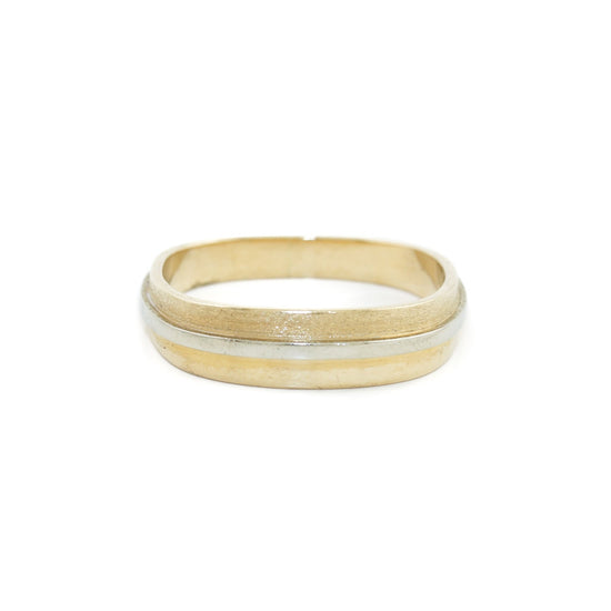 Two Toned 14k Gold Square Band - Kingdom Jewelry