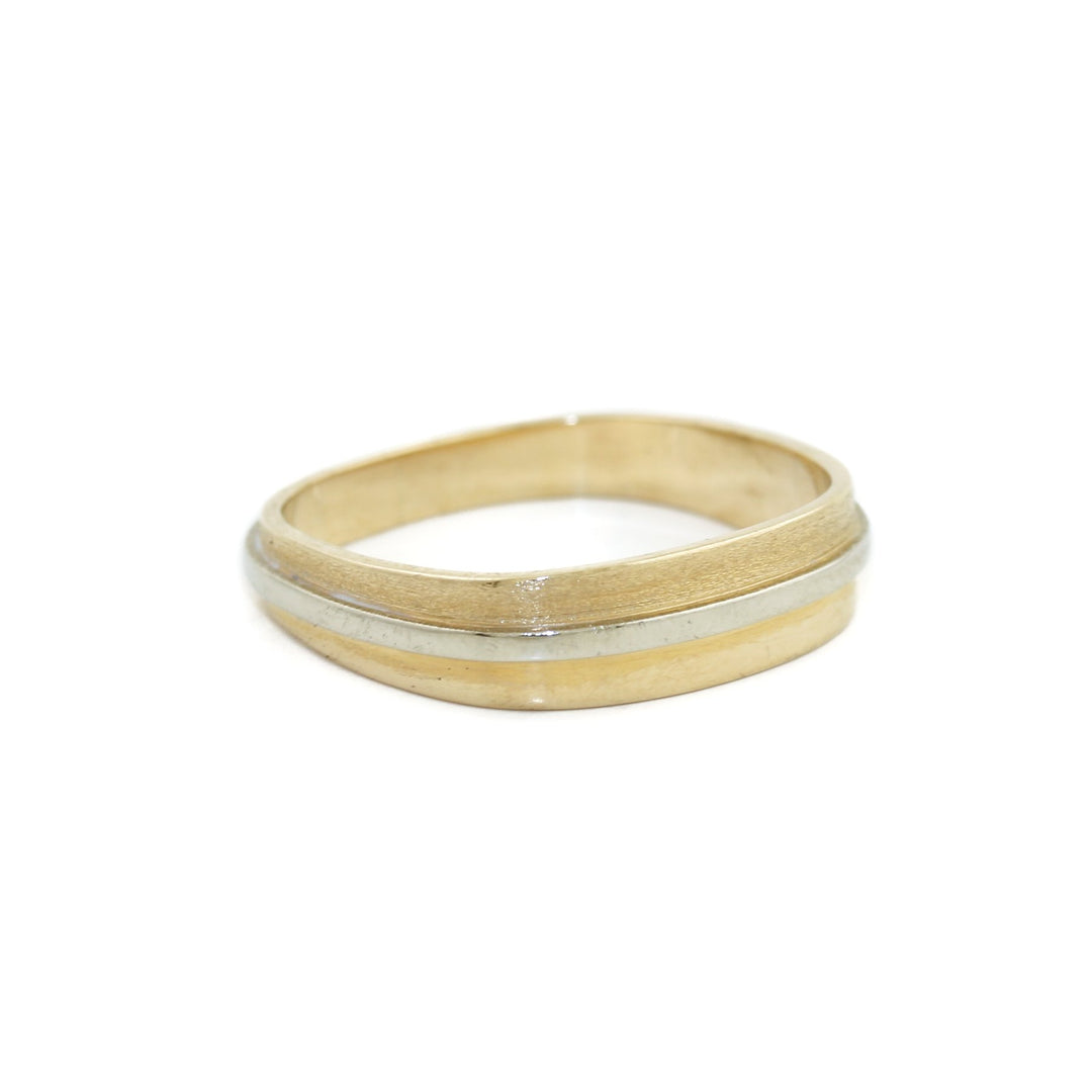 Two Toned 14k Gold Square Band - Kingdom Jewelry