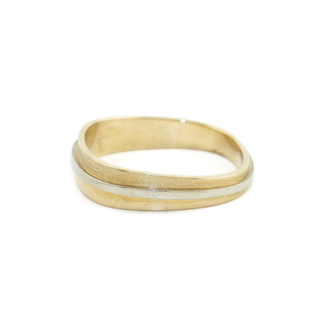 Two Toned 14k Gold Square Band - Kingdom Jewelry