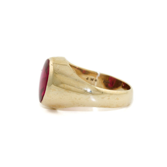 Vintage 10k Gold Synthetic Ruby Ring Size 8 - Kingdom Jewelry